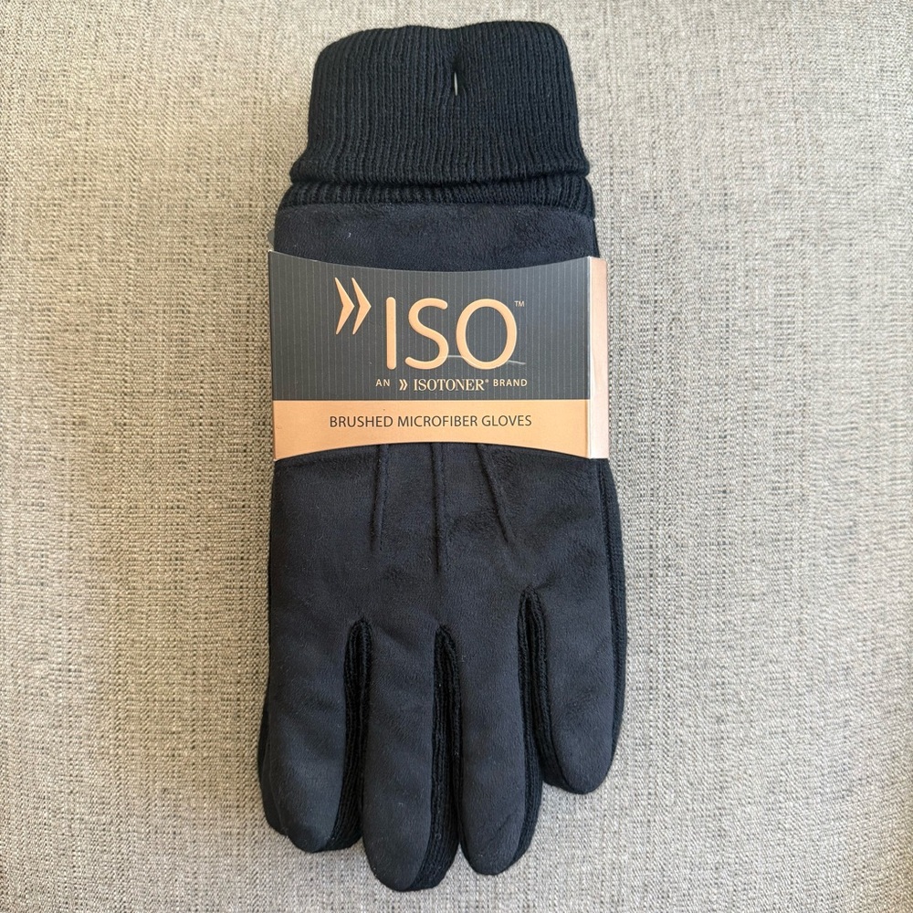 Iso black brushed microfiber gloves - one size